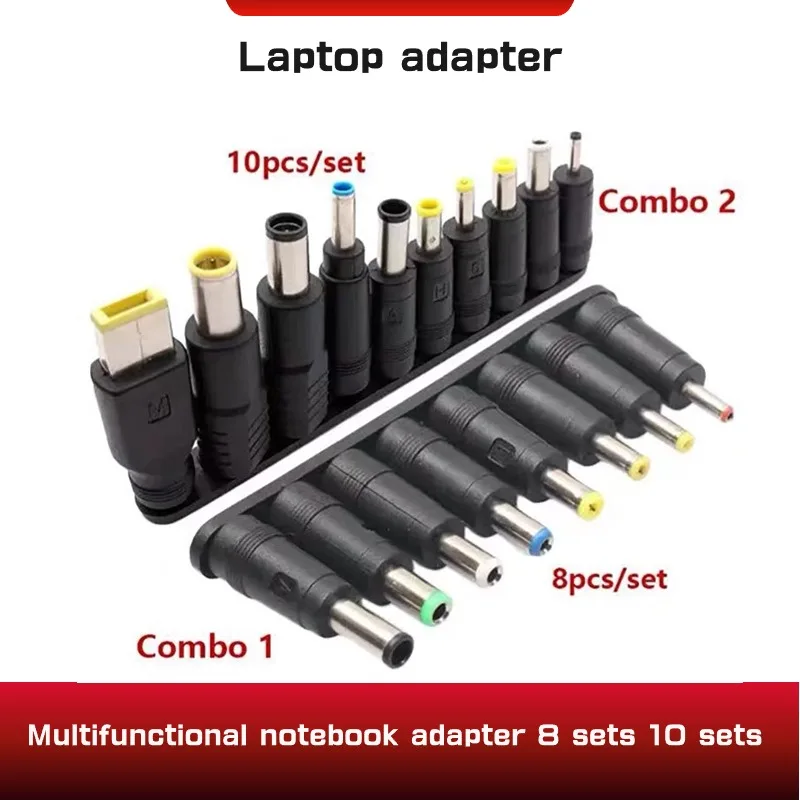 1Set DC Power Jack Female Plug 8-in-1 10-in-1 Adapter Connectors 5.5*2.1mm To 3.5/4.0/4.8/5.5/5.2/6.3/6.0 Male Tips Adaptor