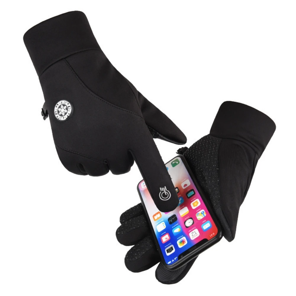 Gants de cyclisme chauds imperméables, écran tactile, non ald, résistants à l\'usure, plus velours, épaissi, coupe-vent, moto, hiver