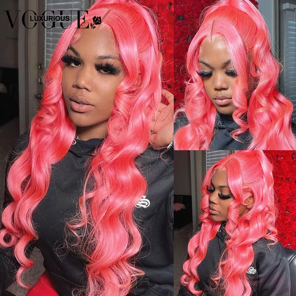 Licht Roze Body Wave Human Hair Frontale Pruiken 13X4 Transparant Kant Front Brazilian Remy Pruik Voor Vrouw Te Koop Natuurlijke Haarlijn