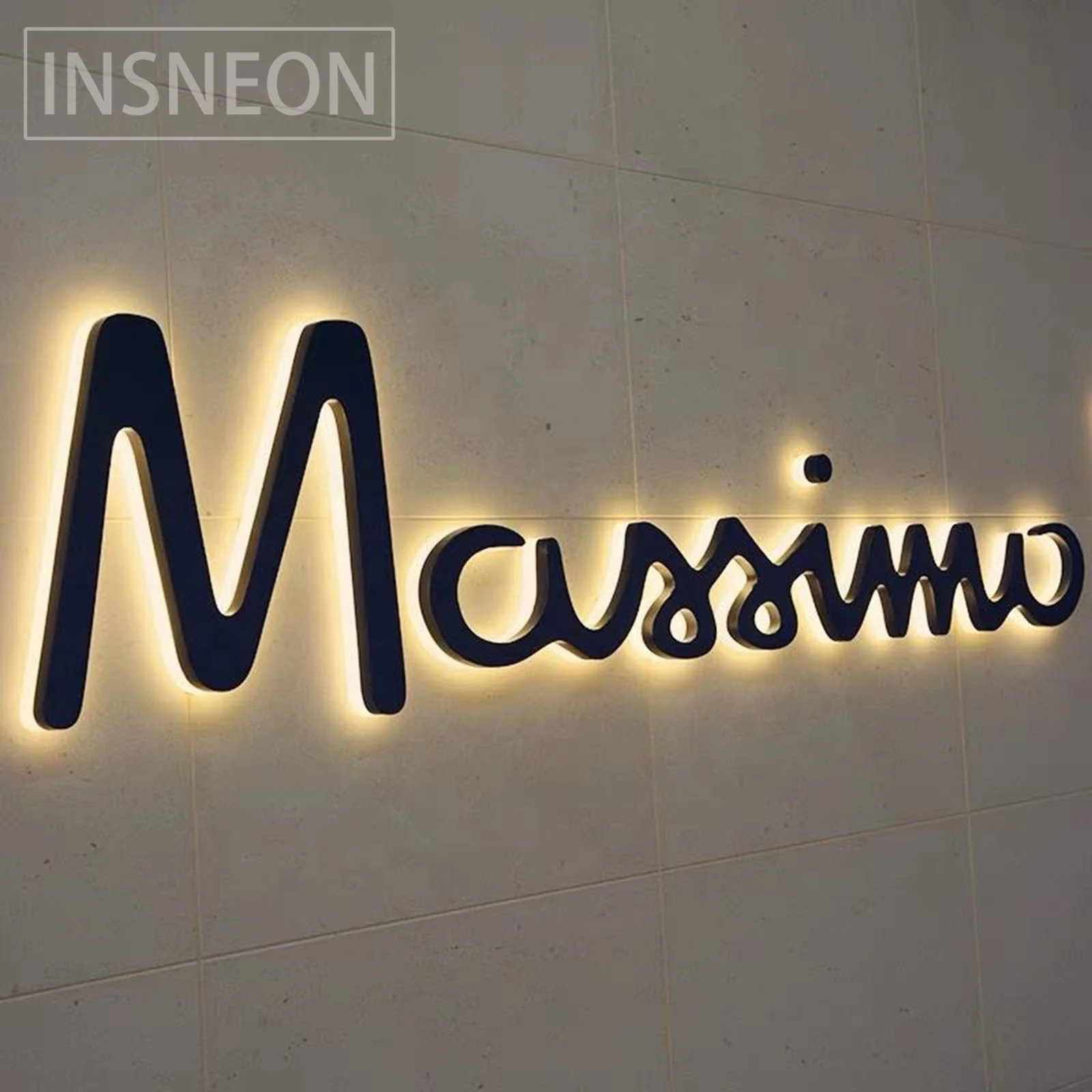 Imagem -04 - Personalizado Metal Led Logotipo Sinal de Letras Luminosas Retroiluminado Placa de Publicidade ao ar Livre Logotipo do Negócio Sinal Aço Inoxidável 3d