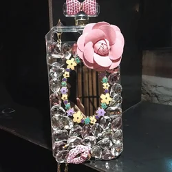 Diamond Crystal Gem Perfume Bottle Ring Holders Stands Handbag Case Cover For Samsung GalaxyS24 S25 Plus S21 S22 Ultra Note10 20