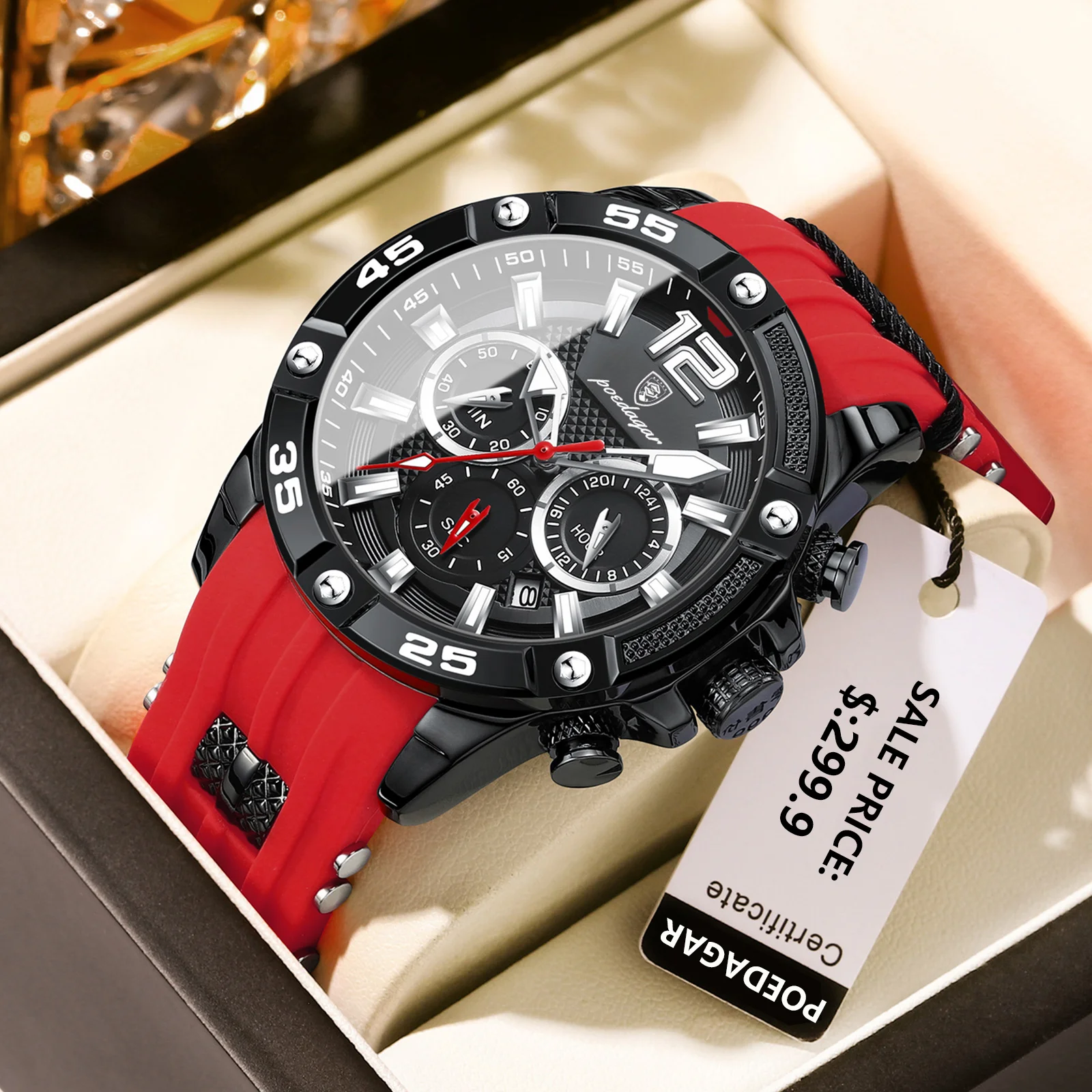 POEDAGAR Luxury Casual Men Watch Waterproof Luminous Chronograph Date Man Wristwatch High Quality Military Quartz Men's Watches