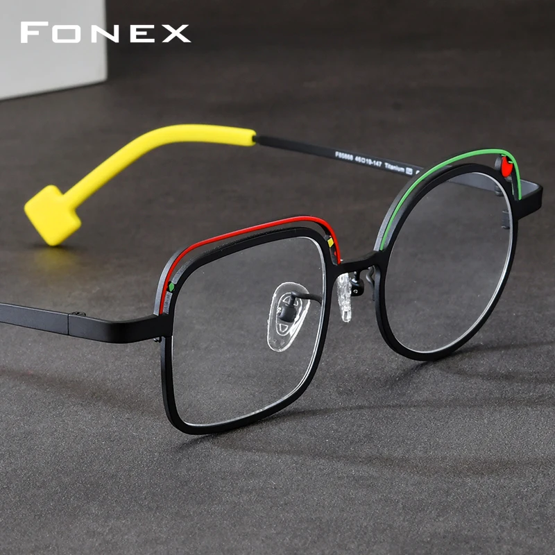 FONEX Titanium Eyeglasses Frame Women Fashion Brand Design Retro Round Glasses Vintage Ultralight Weight Japanese Eyewear 85868