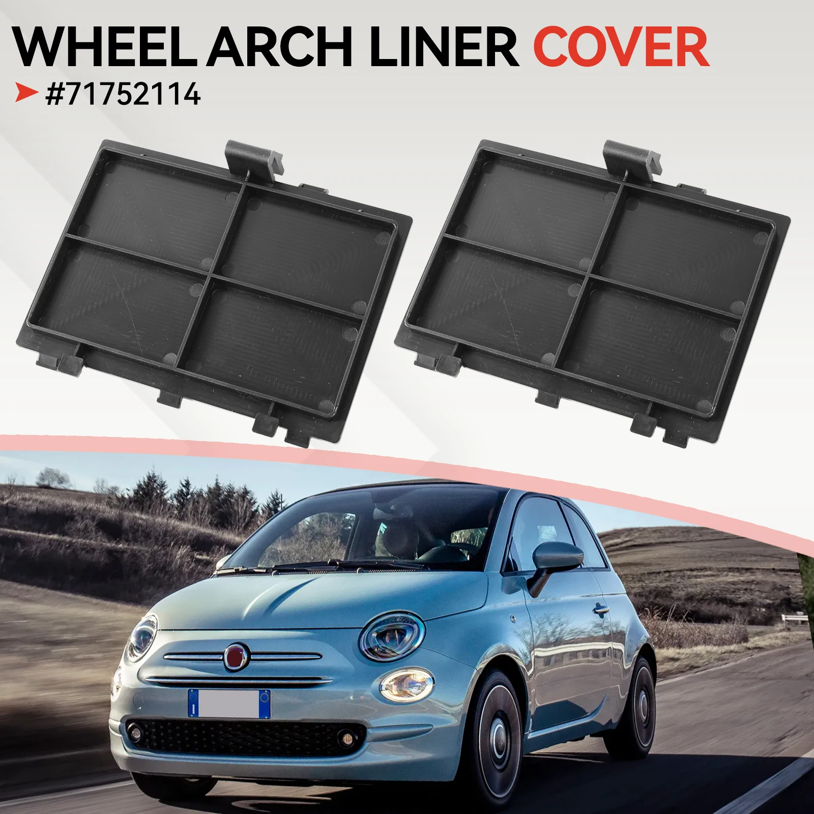 2x For Fiat 500 2007-2020 Left Right Front Arches Liner Panel Exterior Parts Mudguard Car Wheel Arch Liner Cover Panel 71752114