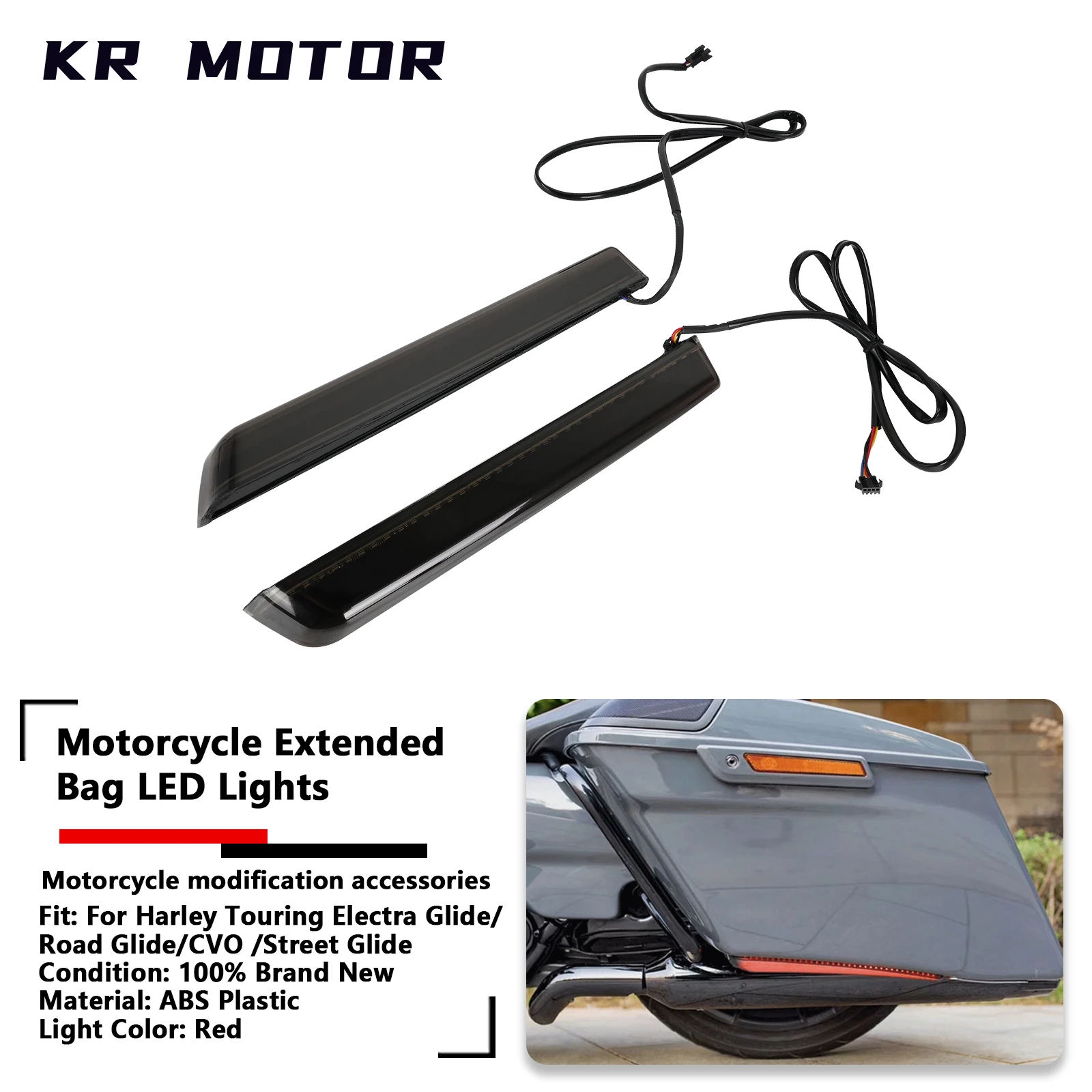 

Fits For Harley Touring Road Street Electra Glide 2014-Up Motorcycle Saddlebag Bag LED Lights Smoke Brake Turn Signal Run Light