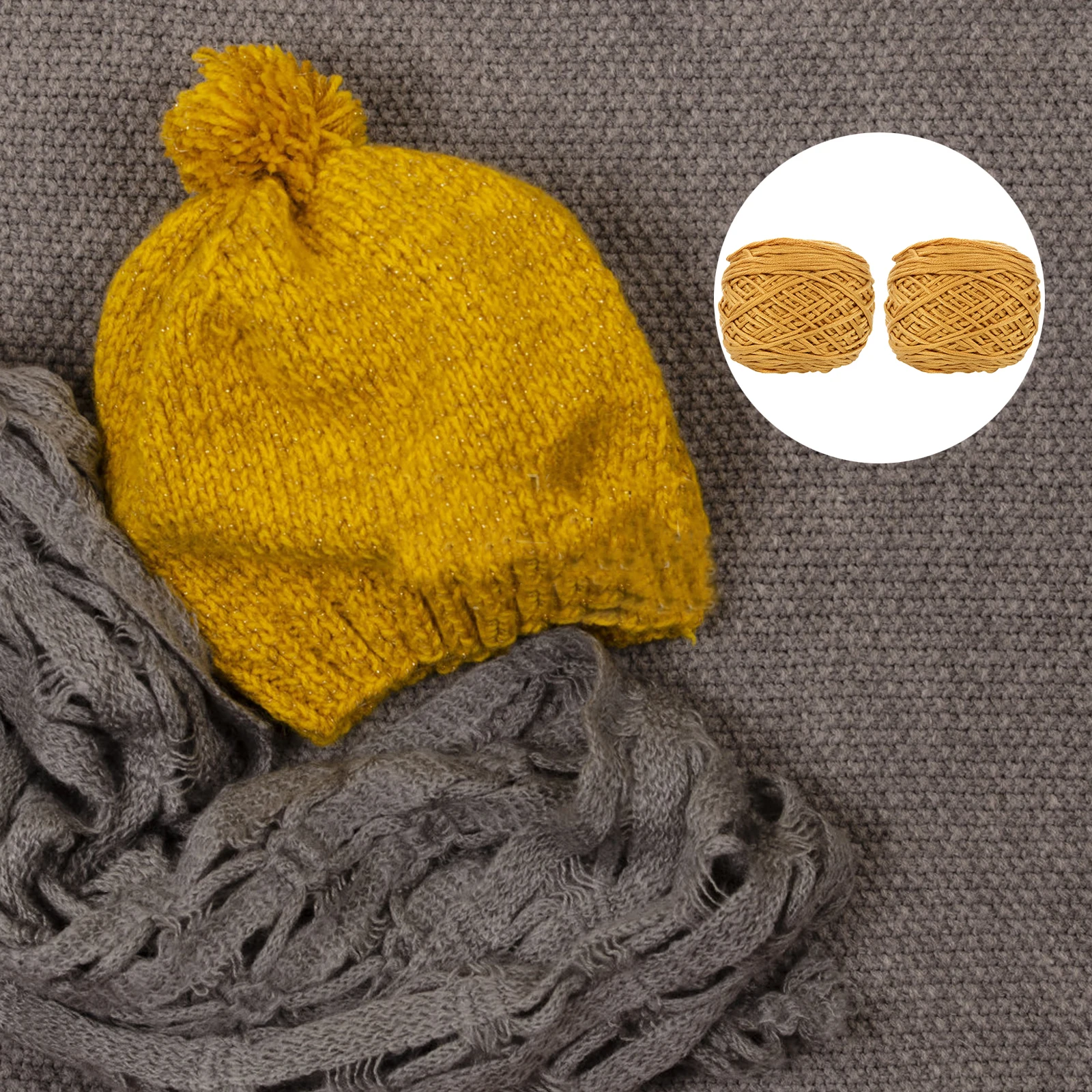 

2 Pcs DIY Wool Woven Cotton Hand Knitting Yarn Soft Material Yellow Household