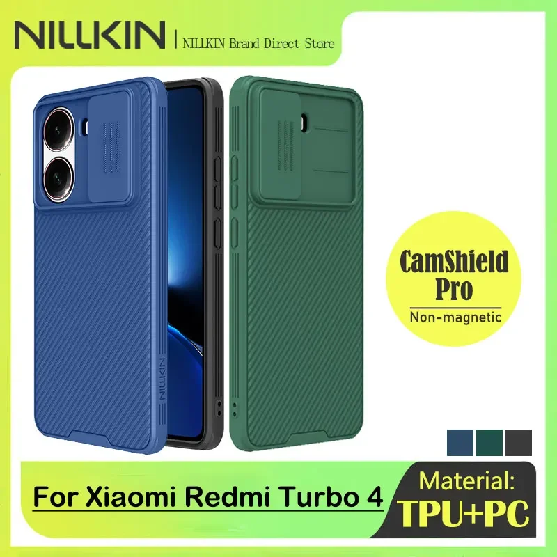 NILLKIN Case for For Redmi Turbo 4, Turbo 3/Xiaomi Poco F6, Slide Camera Cover, Lens Privacy Protection, Anti-Drop Airbag Corner