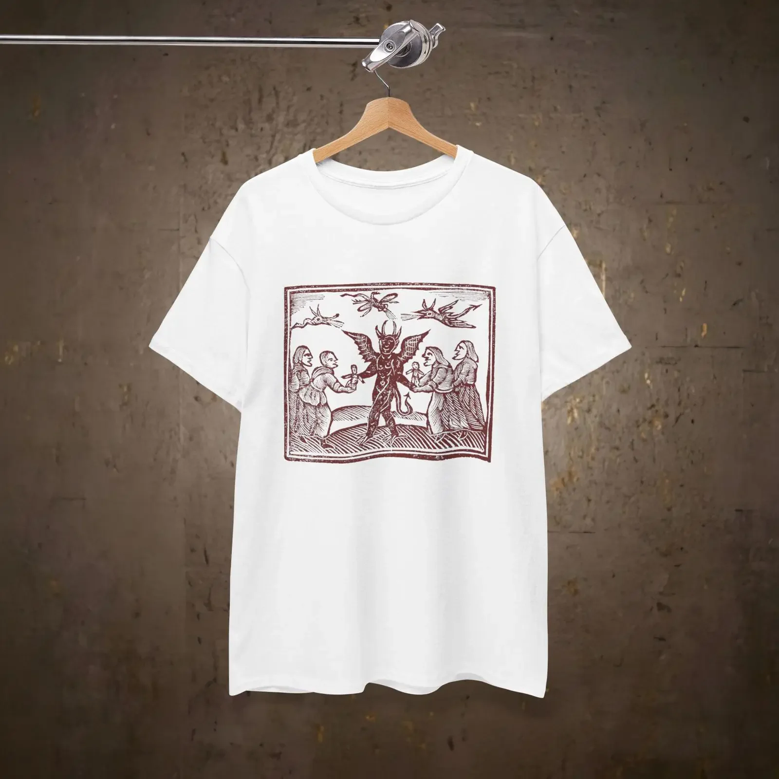 Devil Corrupting Women T Shirt vintage Washed Stylish Top For Everyday Wear Casual streetwear Breathable Versatile Slightly