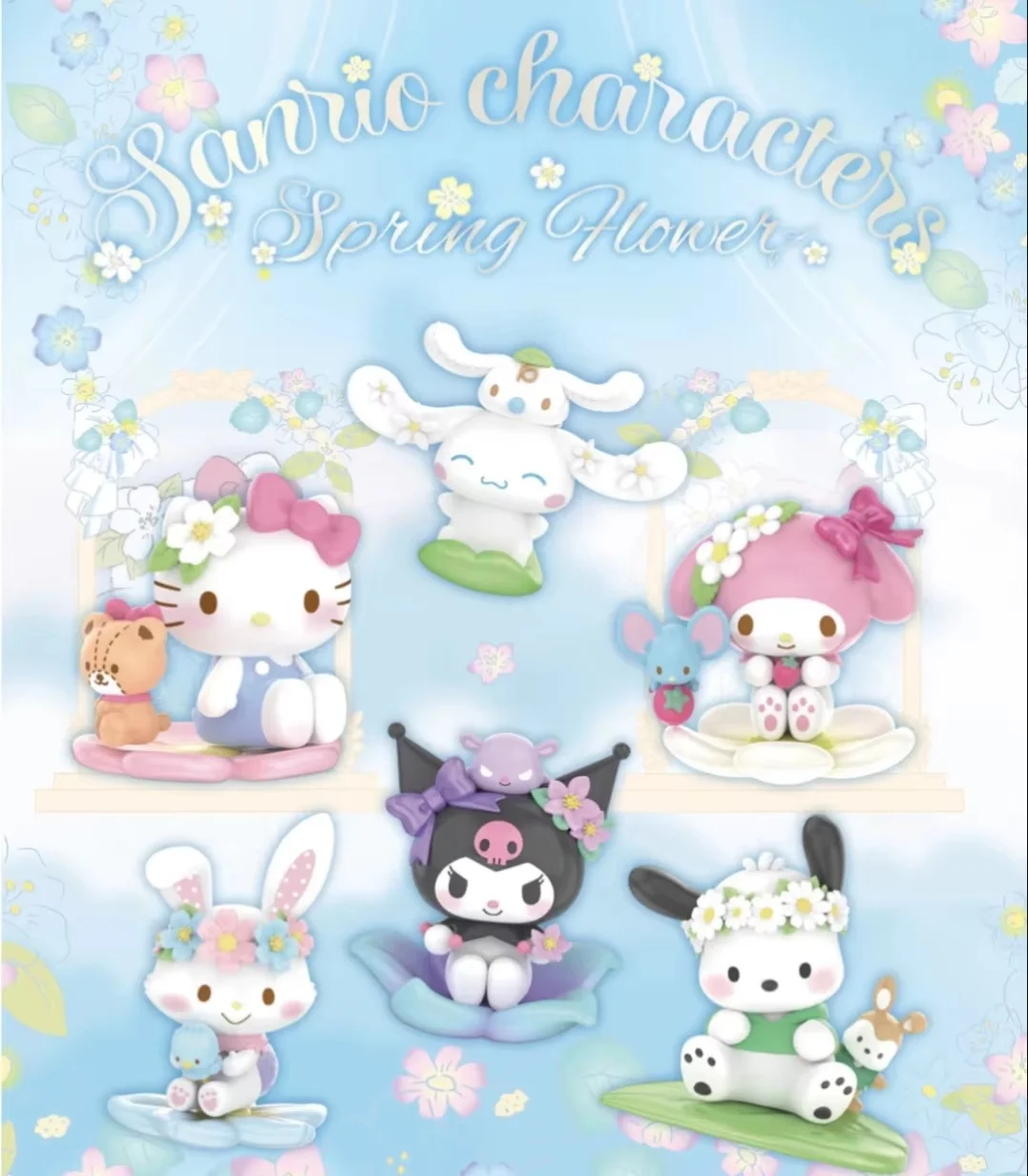 ใหม่ Sanrio ชุดดอกไม้น่ารักกล่องตาบอดตุ๊กตาอินเทรนด์ของเล่นสะสมของขวัญวันเกิดที่สมบูรณ์แบบสําหรับสาว Kuromi Cinnamoroll