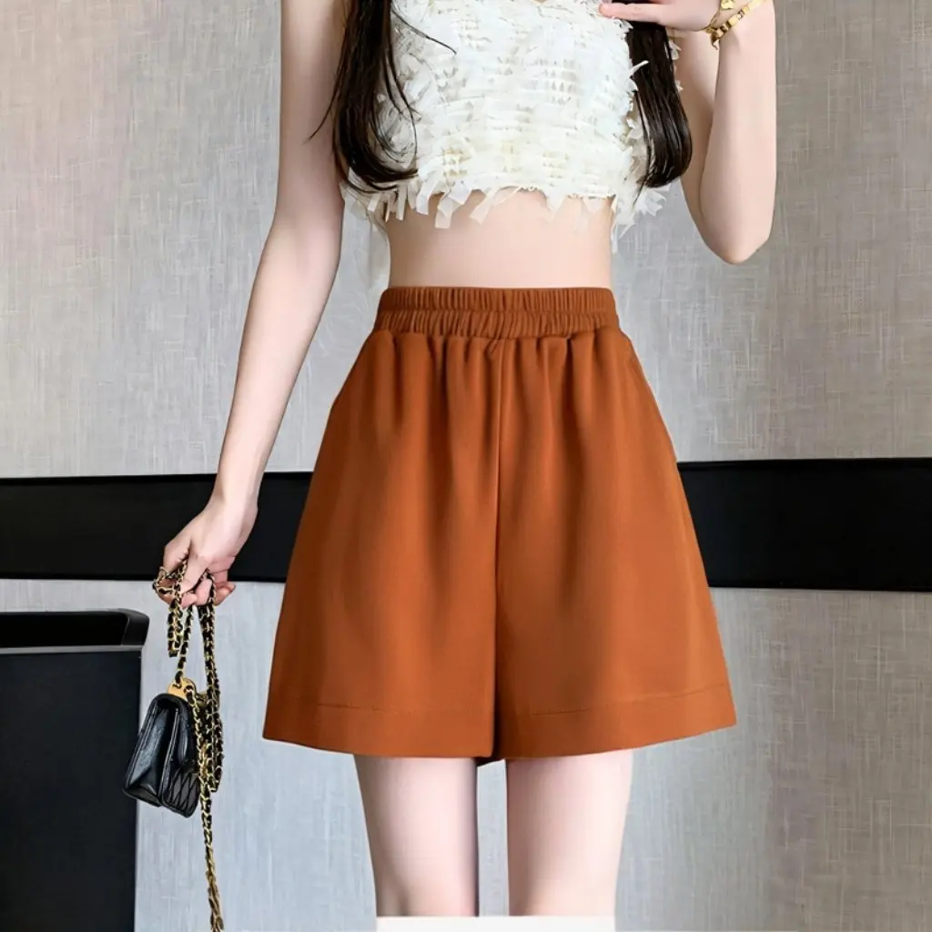 

Женские узкие шорты с высокой талией больших размеров и широкие брюки, повседневная одежда для полных девочек, оптовая продажа, 60–175 кг, лето