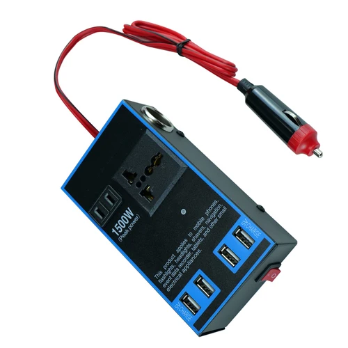 Inversor de corriente automotriz para coche, convertidor de corriente multifuncional de 12V, 24V a 1500W, para camión y casa