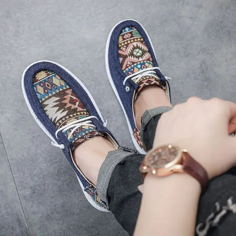 

Кроссовки в этническом стиле для работы Мужская повседневная обувь с круглым носком Нескользящая мужская обувь Мода 2025 Роскошная распродажа Низкая цена Предложения на