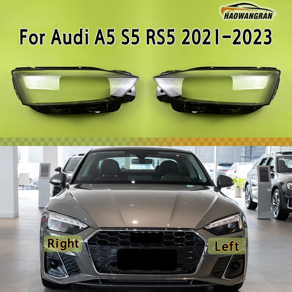 

For Audi A5 S5 RS5 2021 2022 2023 Transparent Headlight Cover Headlamp Shell Clear Lens Plexiglass Replace Original Lampshade