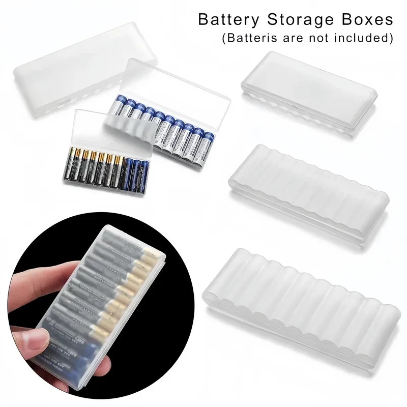 White Portable Waterproof Battery Storage Box, Hard Plastic Multi-Slot Travel Case for AA AAA 18650 Li-ion Button Cell Batteries
