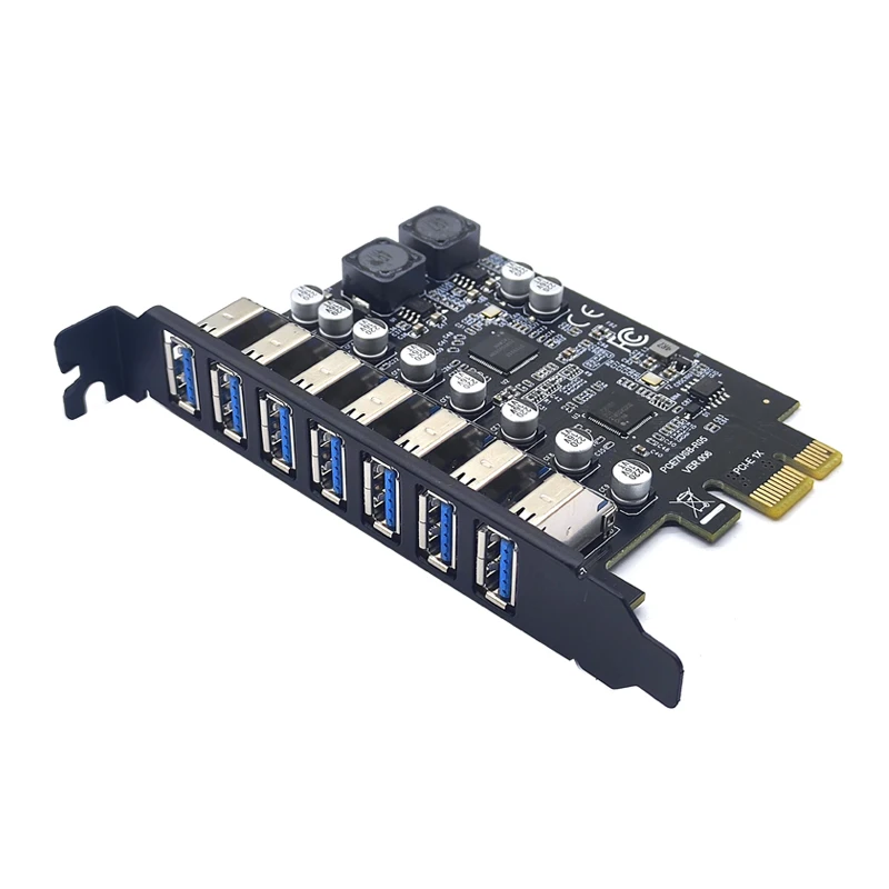 USB 3.0 PCI Express Adapter PCI e to 7 Ports USB 3 Expansion Adapter Card USB3 PCIe PCI-e x1 Controller Converter for PC Desktop