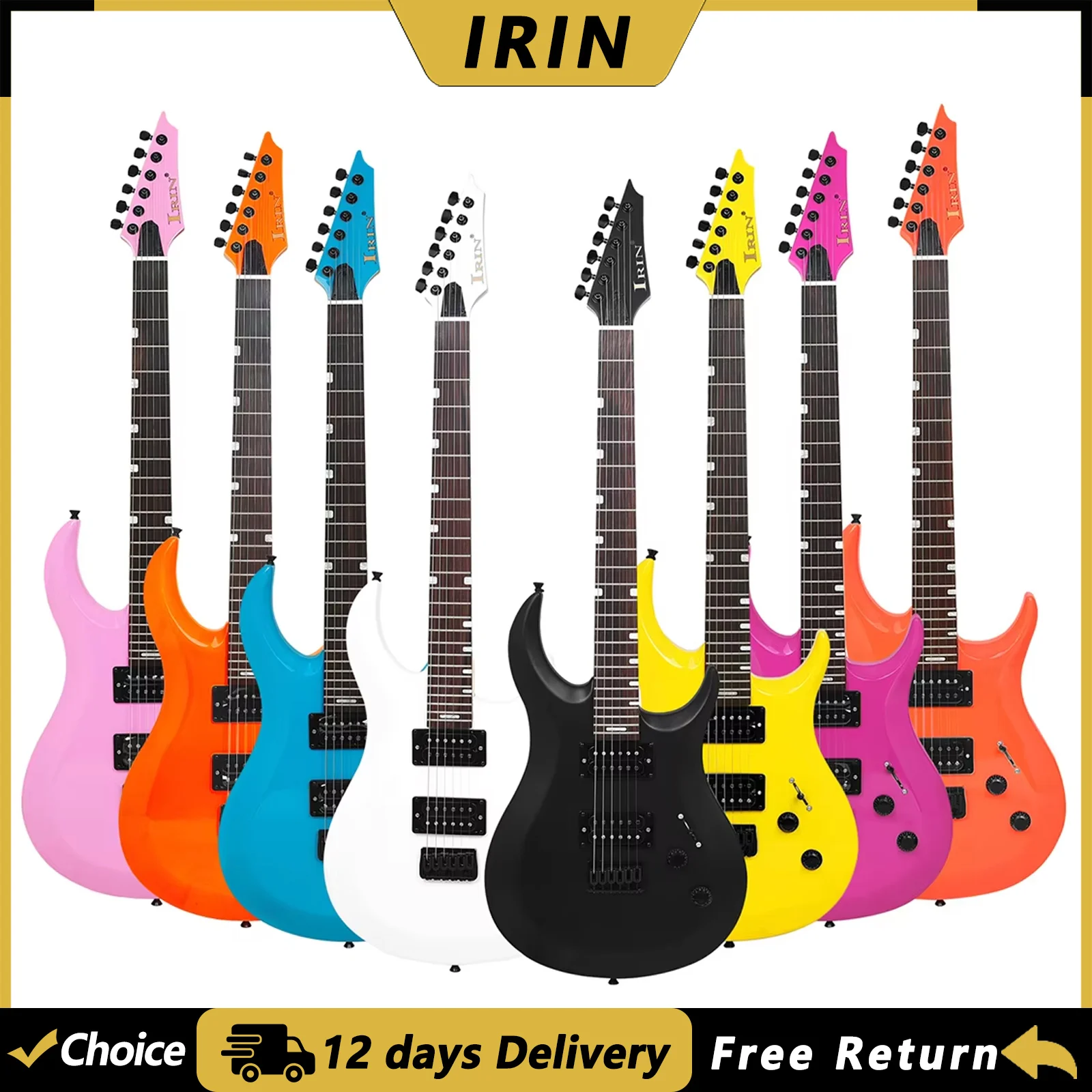 IRIN Electric Guitar 24 Frets 6 Strings Oguman Body Maple Neck Colorful Electric Guitarra with Bag Wrench Connection Cable