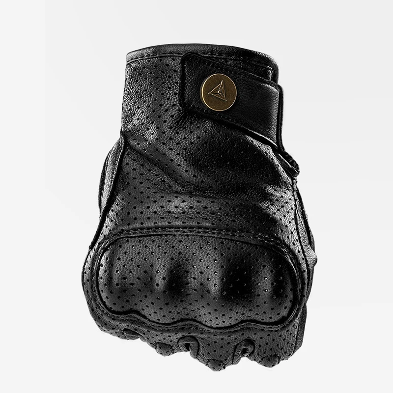 Summer Motorcycle Fingerless Gloves Accessories Goatskin Leather Half Finger Gloves Motocross Gloves 5
