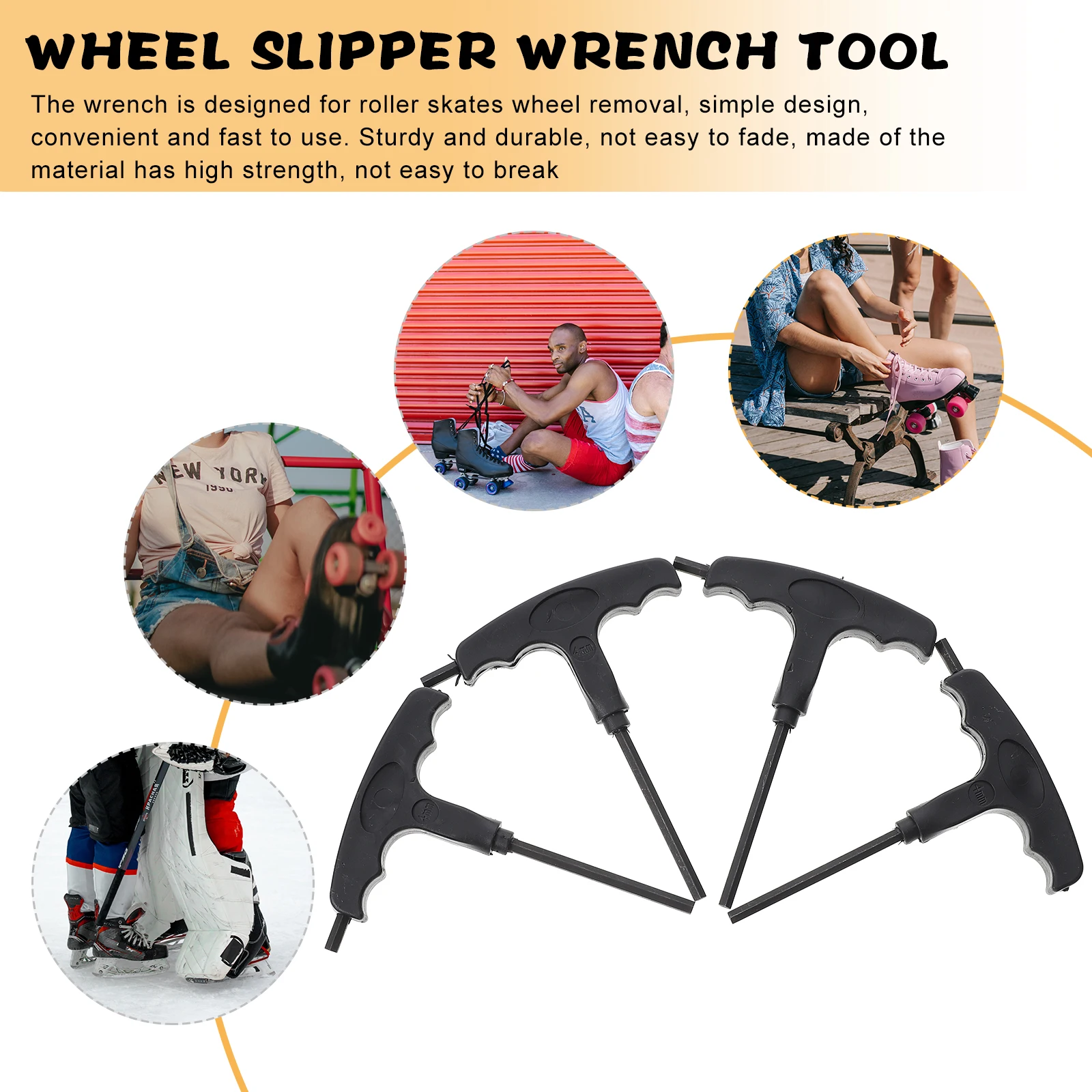 

4pcs Roller Skates Wrench Durable Tools for Skateboard PVC Wheel Maintenance Multi Function Skates Tool T Shaped Shoes Wrench