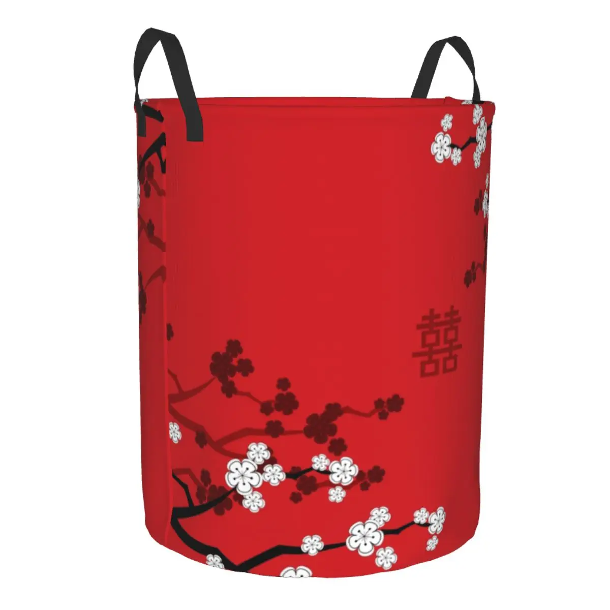 Oriental Cherry Blossoms Chinese Wedding Double Happiness Laundry Hamper Large Storage Basket Japanese Sakura Toy Organizer