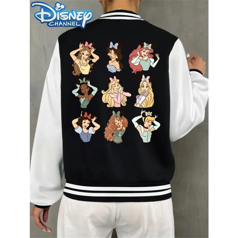 سترة أميرات ديزني، سترة بيسبول، بلوزة Y2K للسيدات للخريف/الشتاء، أزياء كاجوال، ملابس الشارع للرجال والنساء #2