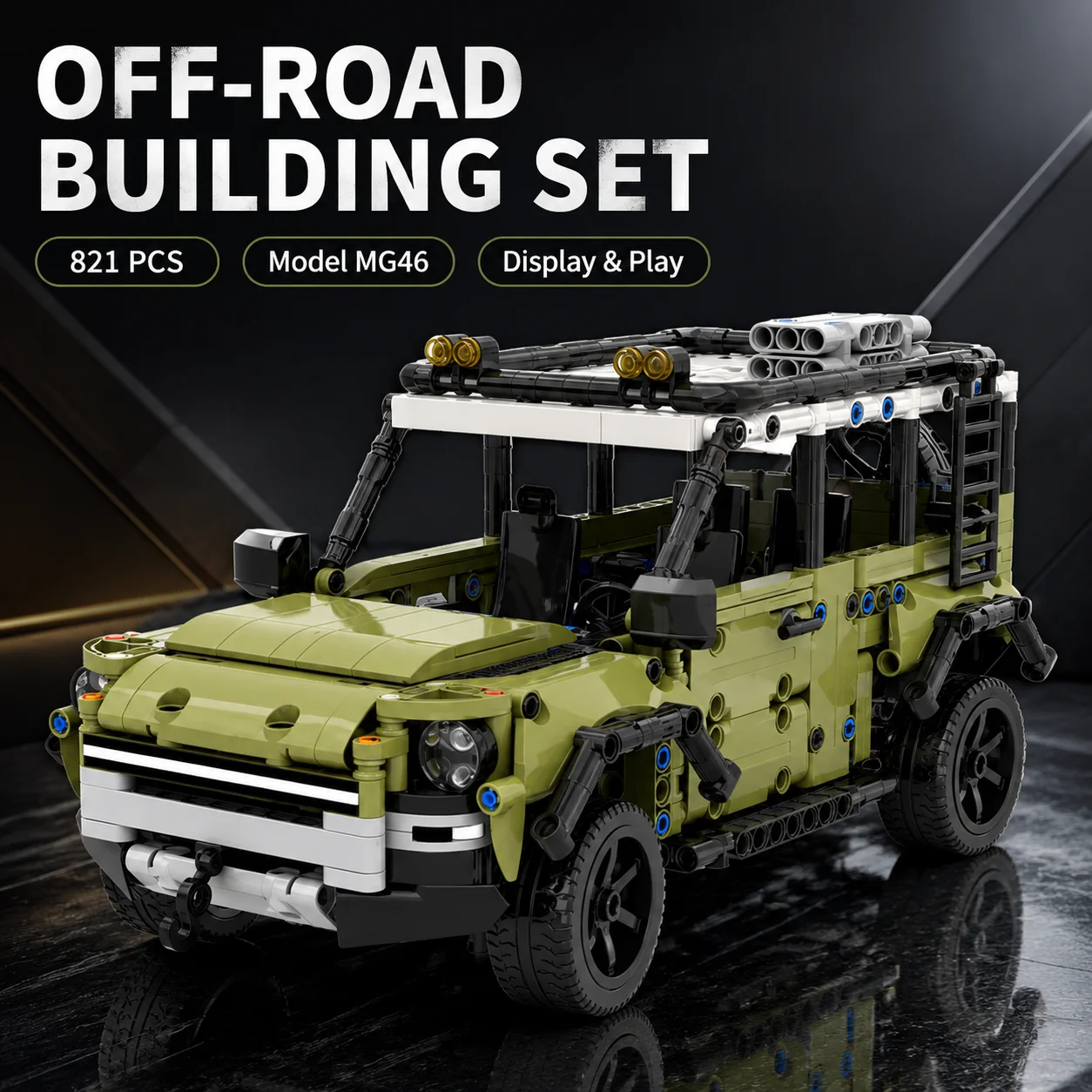 821PCS Military Green Off-Road SUV Building Blocks Set MG46 Technical Vehicle Model Toy for Boys Gift