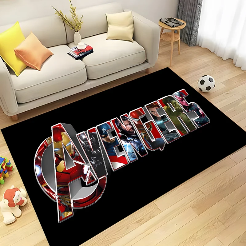 Disney Avengers Marvel logo Area Rug,superhero Carpet for Home Living Room Bedroom Sofa Doormat Kitchen Decor,Non-slip Floor Mat