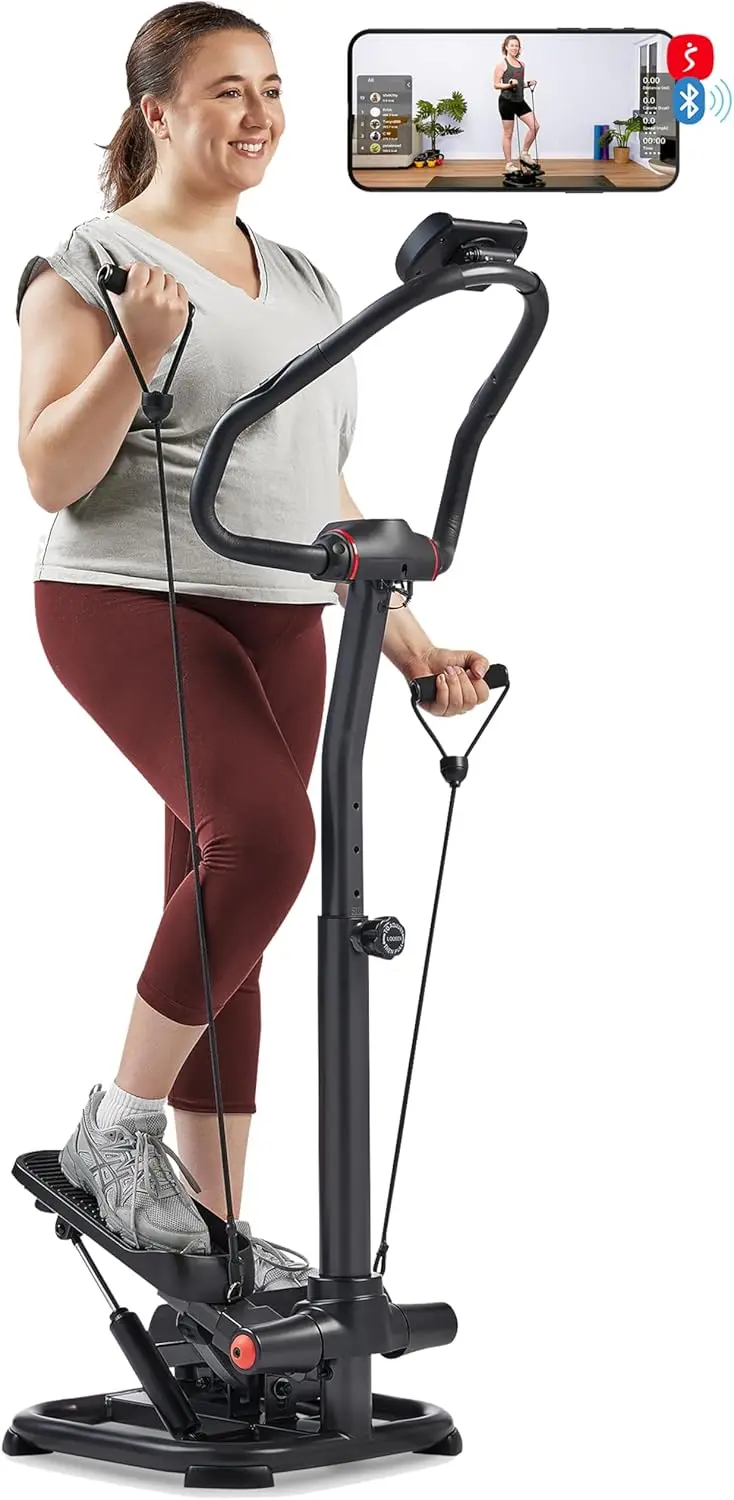 2-in-1 Premium Power Stepper with Resistance Bands, Low-Impact Cardio, Space-Saving, Height-Adjustable