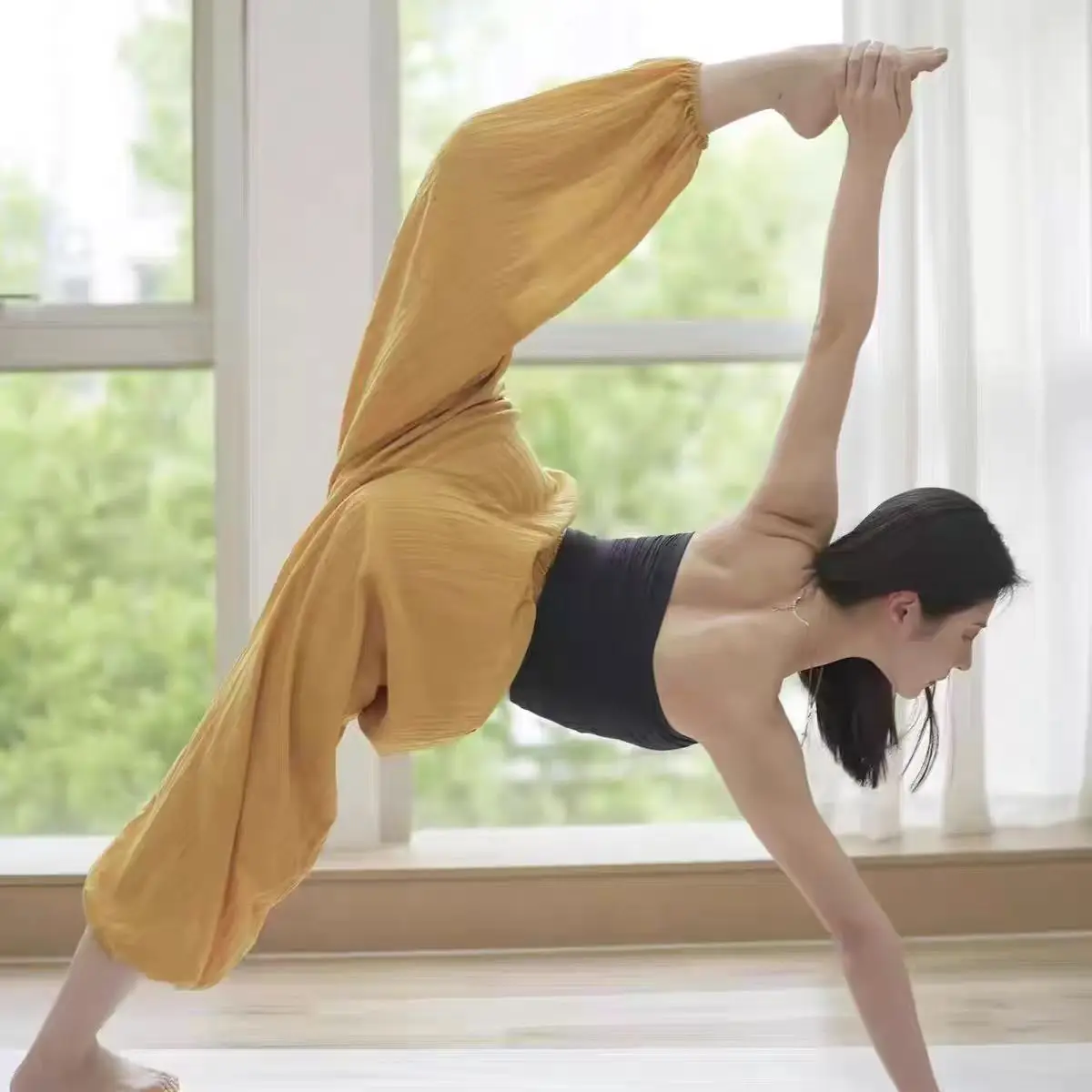 

Свободные хлопковые льняные брюки для йоги, женские домашние брюки для пилатеса, универсальные брюки-фонарики, брюки для тай-чи, для путешествий и фотосессий