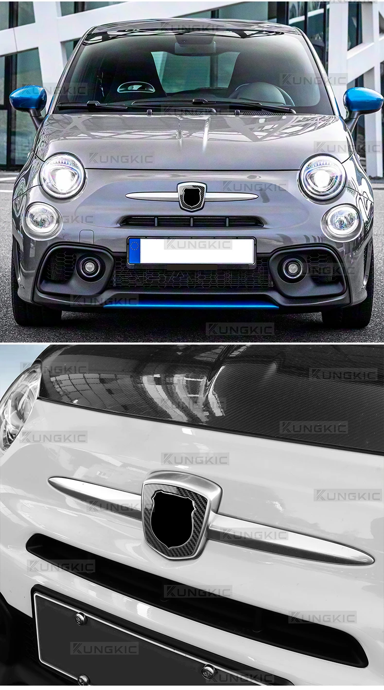 Harte, trockene Kohlefaser-Logo-Dekoration für Abarth 595 695 2012 2012 2013 2014 2015 2016 2017 2018 2019 2020 2021 2022 2023 2024 – Detail 4