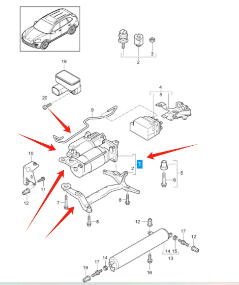 7P0698007D 7P0616879 7P0698007 7P0616006F Air Suspension Compressor Pump w/bracket For VW Touareg 2011-2018