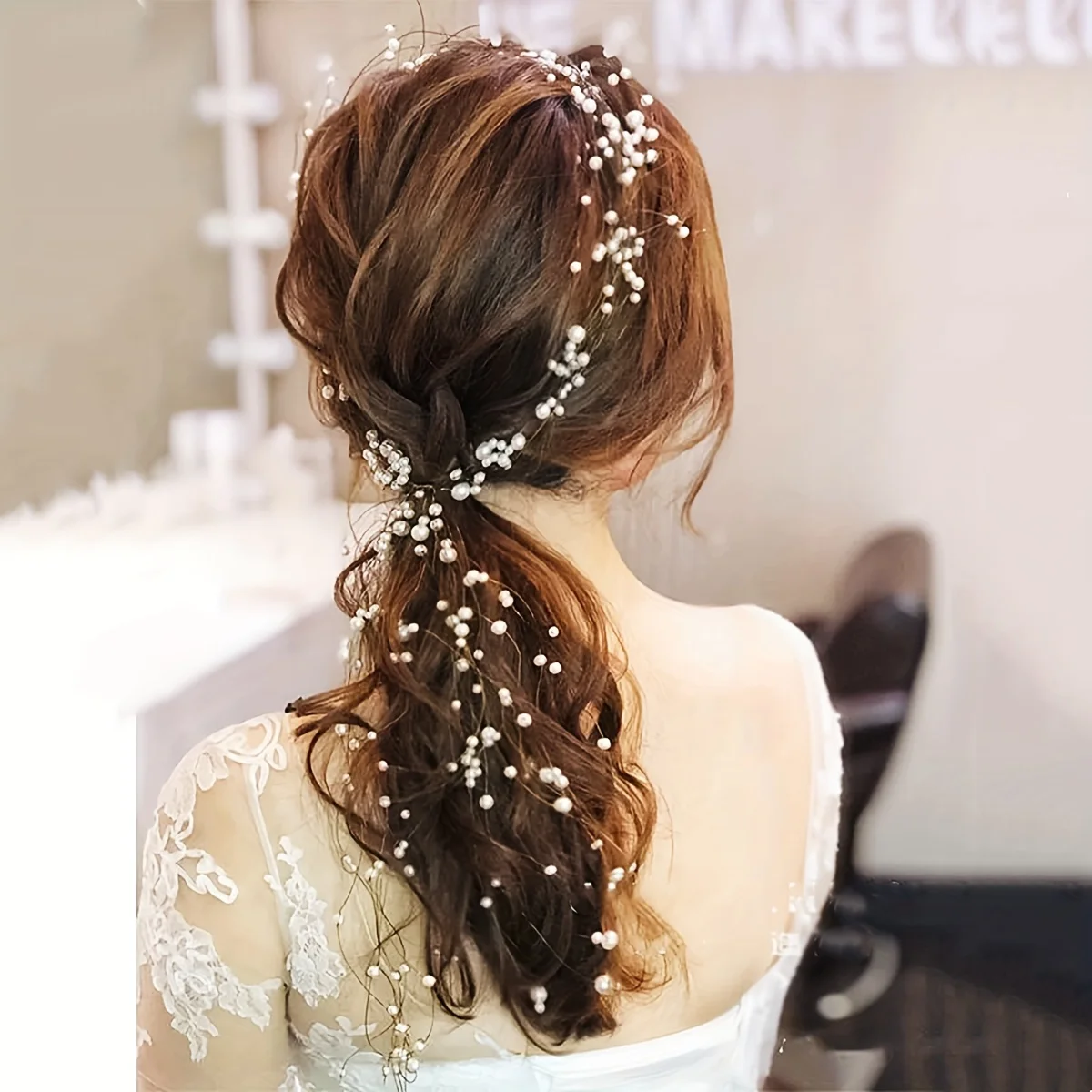 Handmade Fashion Pearl Flower Hair Vine Headband Leaf Hairband Tiara Bridal Wedding Hair Accessories Jewelry Hair Vine Headband