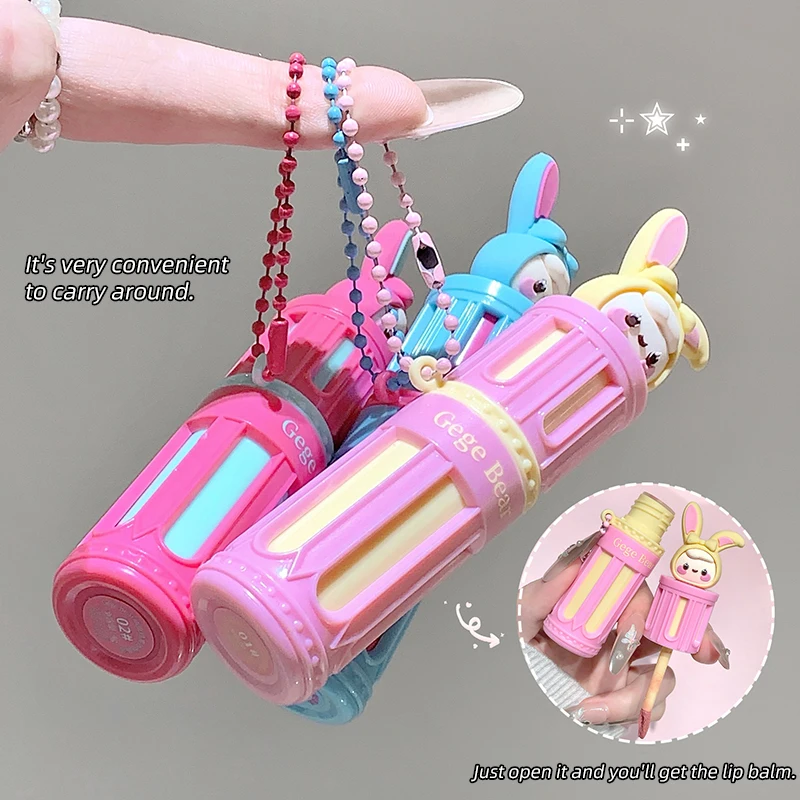 Gege Bear 'Cartoon Plush Long-Lasting Lip Balm in Six Colors (Silky Matte, Natural Mild Lip Gloss, Gift)