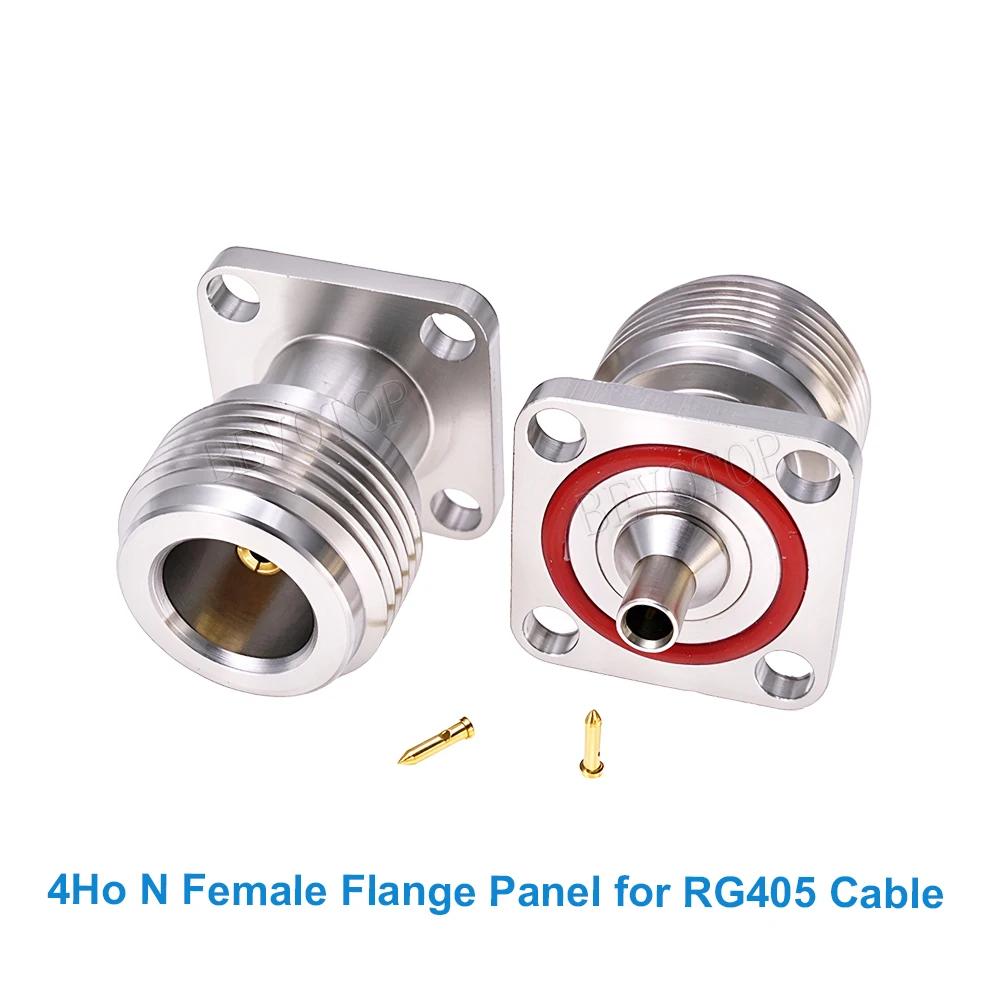 1PC N Type Waterproof N Female Jack 4-Hole Square Flange Panel Mount 50Ohm Semi-Flexible RG405 086 High Frequency Coaxial Cable