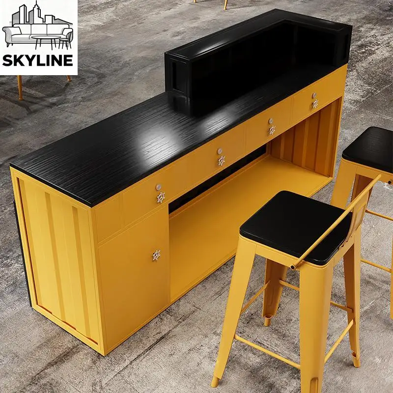 Container Inspired Industrial Iron Reception Counter, Multi-scene Front Desk for Bar, KTV, Gym, Dance Studio & Cafe