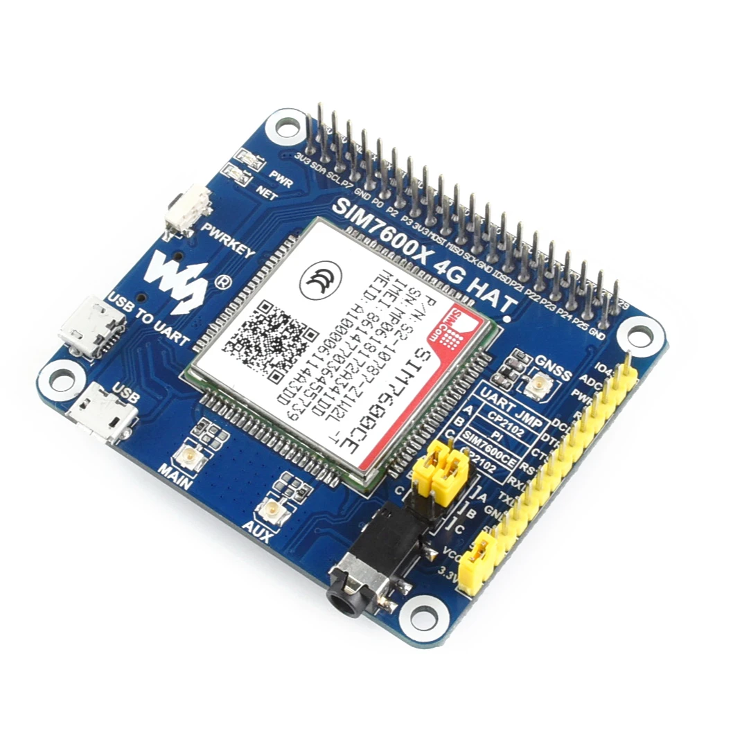 Waveshare 4G / 3G / 2G / GSM / GPRS / GNSS HAT for Raspberry Pi, LTE CAT4, for China