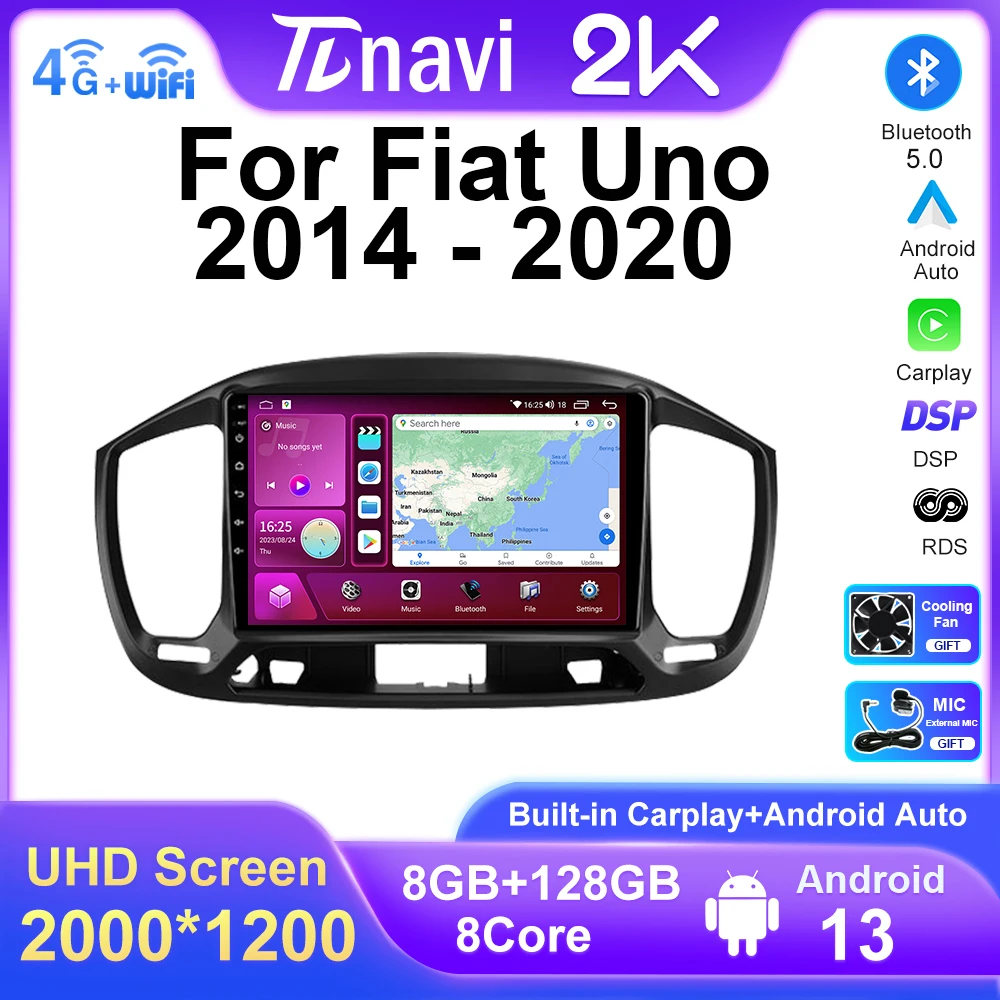 Android Auto Carplay For Fiat Uno 2014 - 2020 Car Radio Multimedia Video Player GPS Navigation Stereo No DVD