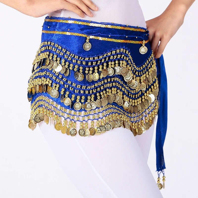 Traje de danza del vientre personalizado para mujer, cadena de cintura, danza india, bufanda de terciopelo a la cadera, sello de cintura, práctica de cintura, bufanda, alas