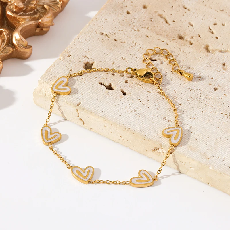 EILIECK 316L Edelstahl Kreatives Herz-Halsketten-Armband-Ohrringe-Set für Damen, Modischer Goldfarbener Wasserdichter Schmuck als Geschenk – Detail 14