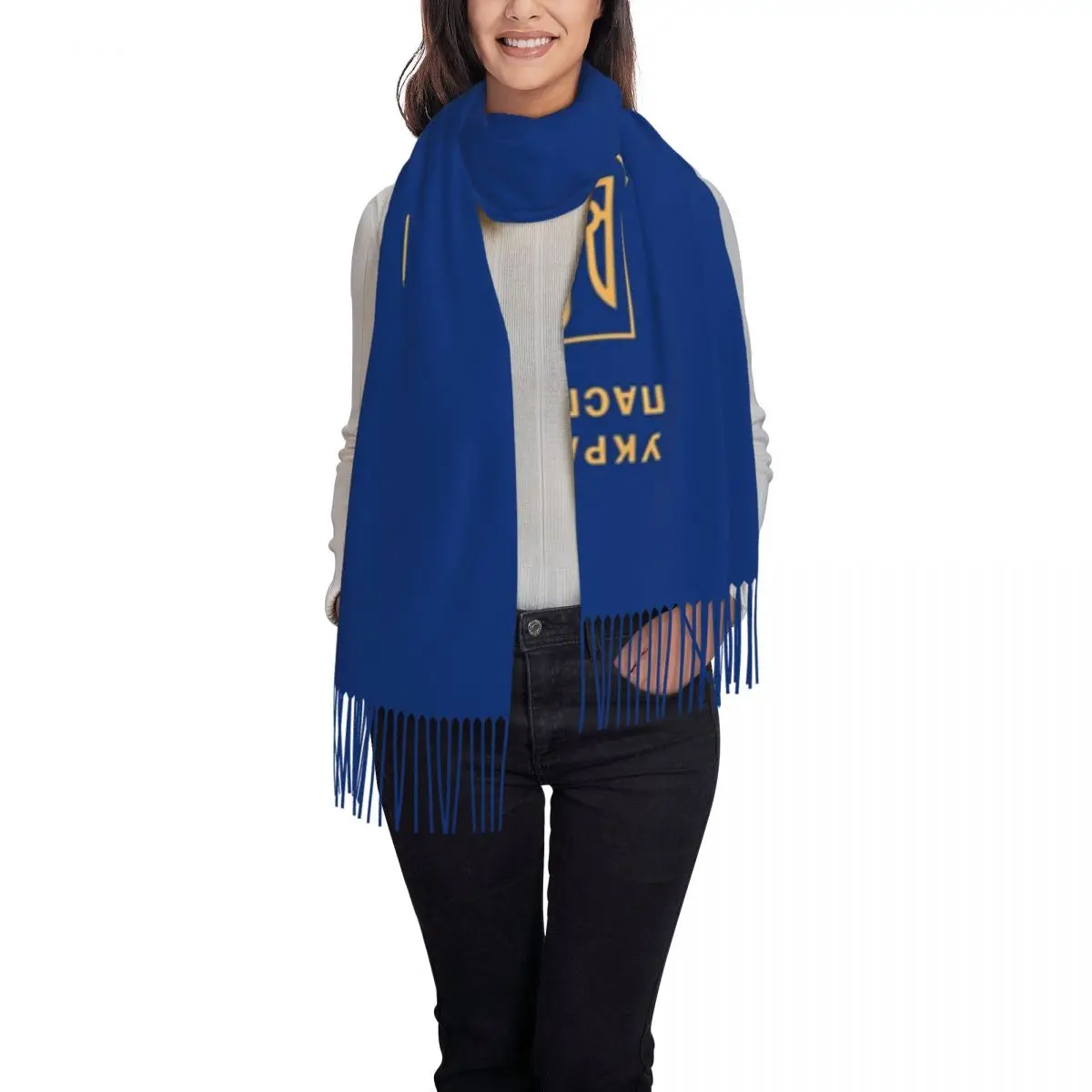 Ukraine Passport Tassel Scarf Women Soft Flag Ukrainian Patriotic Shawl Wrap Lady Winter Scarves