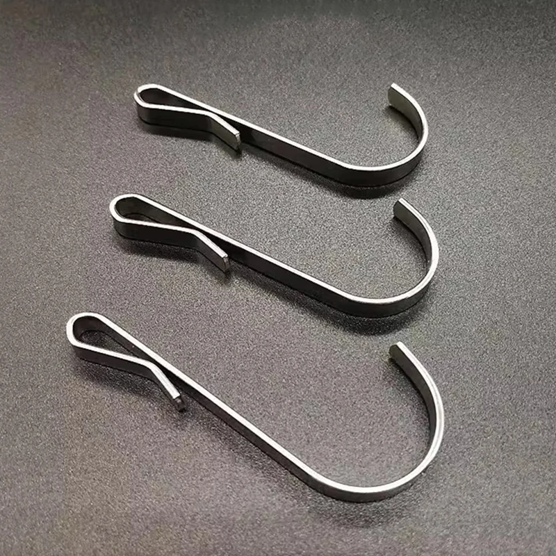 10pcs Snap-on Clip Hooks Thickened Stainless Steel S‑Hook Flat Type Hanging Hooks for Kitchen Cabinet Window Storage