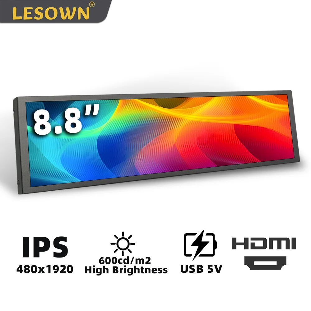 

LESOWN 7.9 8.8 11.3 Inch Compact Portable Monitor 480×1920 IPS Strip Display Space-Saving Monitor Secondary Screen for Laptop
