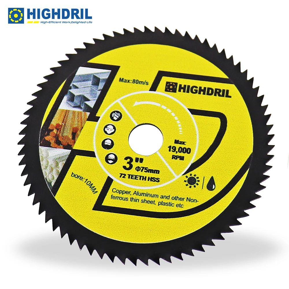 HIGHDRIL 3 inchs 75mm Mini Saw BladeTile Cutting Marble Cutting Disc Ceramic Porcelain Granite Steel Copper Wood Circular