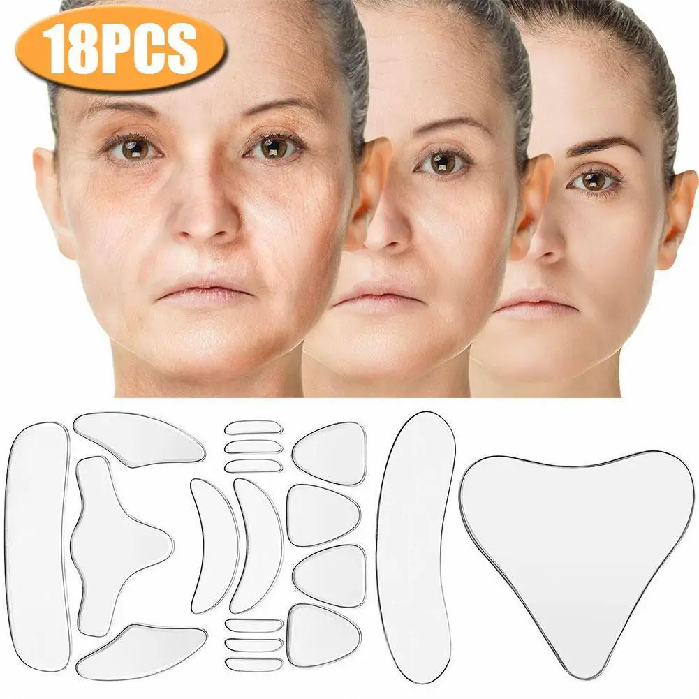 18PCS Reusable Silicone Patches Anti Rimpel Pads Wrinkle Removal Sticker Face Forehead Neck Eye Sticker Skin Care