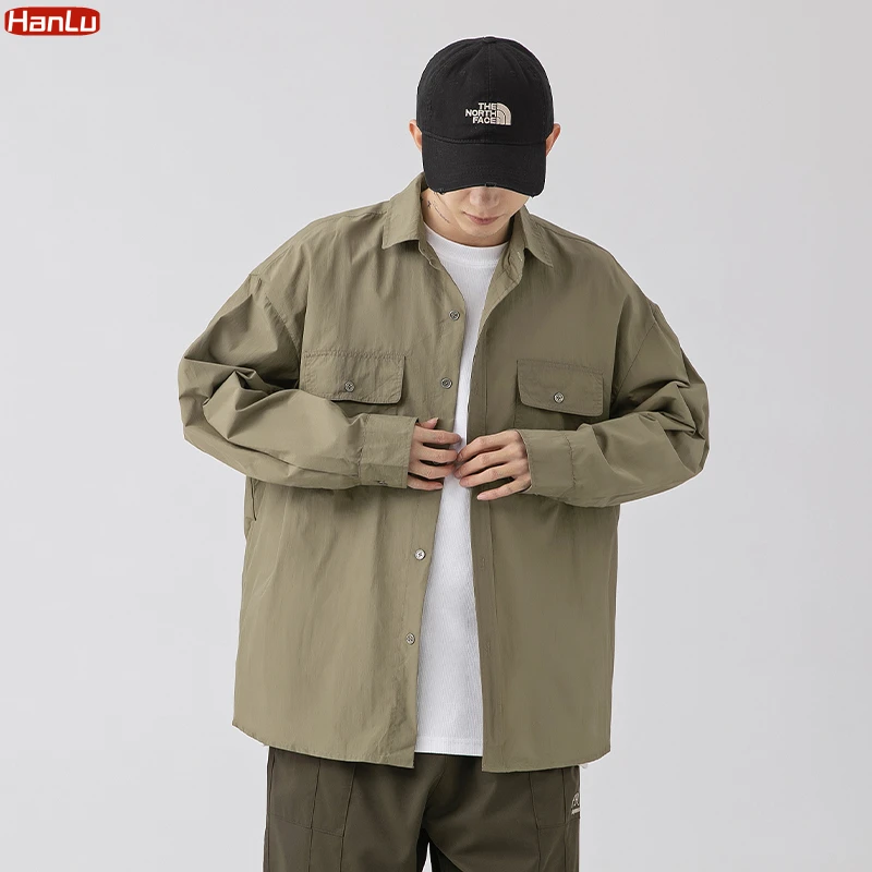 2023 Spring Autumn Streetwear Loose Casual Pocket Cargo Shirt Mens Clothing Retro Trendy Coats Japanese Harajuku Jacket Tops