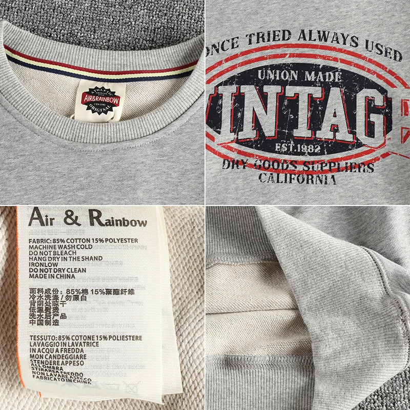 Sudaderas Retro americanas con letras estampadas para hombre, sudaderas con capucha lavadas, jerséis informales de alta calidad, otoño e invierno, 2024