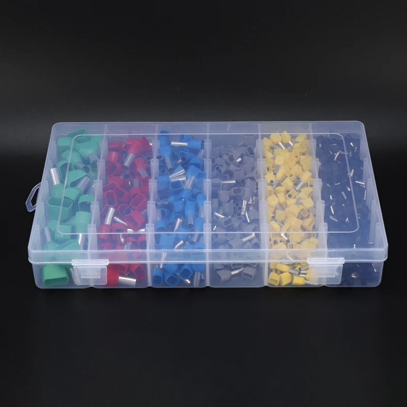 3900Pcs Dual Bootlace Ferrule Teminator Kit Electrical Crimp Dual Entry Cord End Wire Terminal Connector