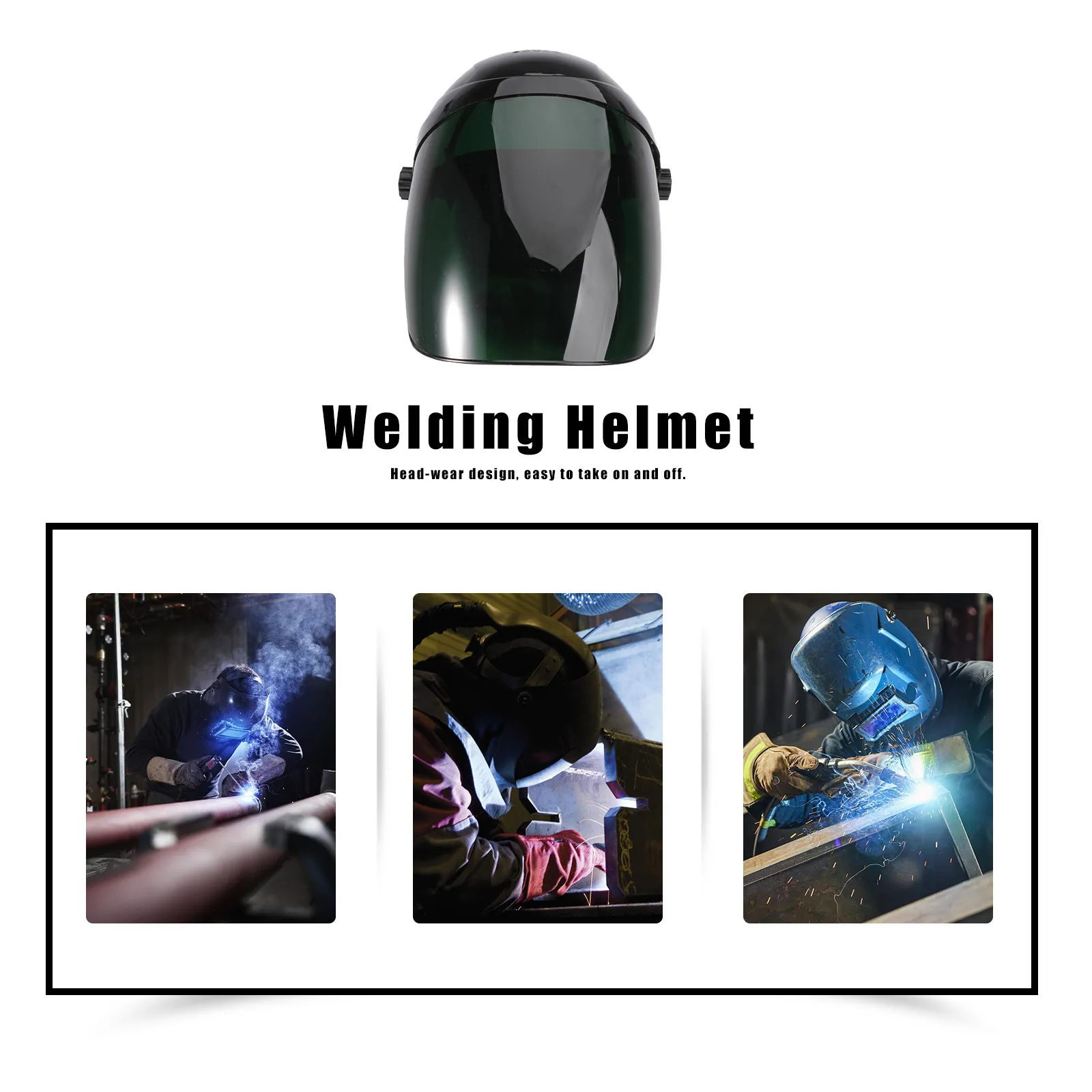 

Welding Anti-Glare Heat Resistant Protective Mask for Spark and Radiation Defense Dark Green Welding Security Face Shield