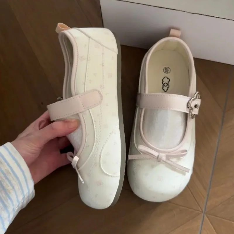 Mumoresip Cute Kids Dress Mary Jane Shoes Floral Print Girls Princess Leather Shoes School Soft Non-slip Children's Flat Shoes