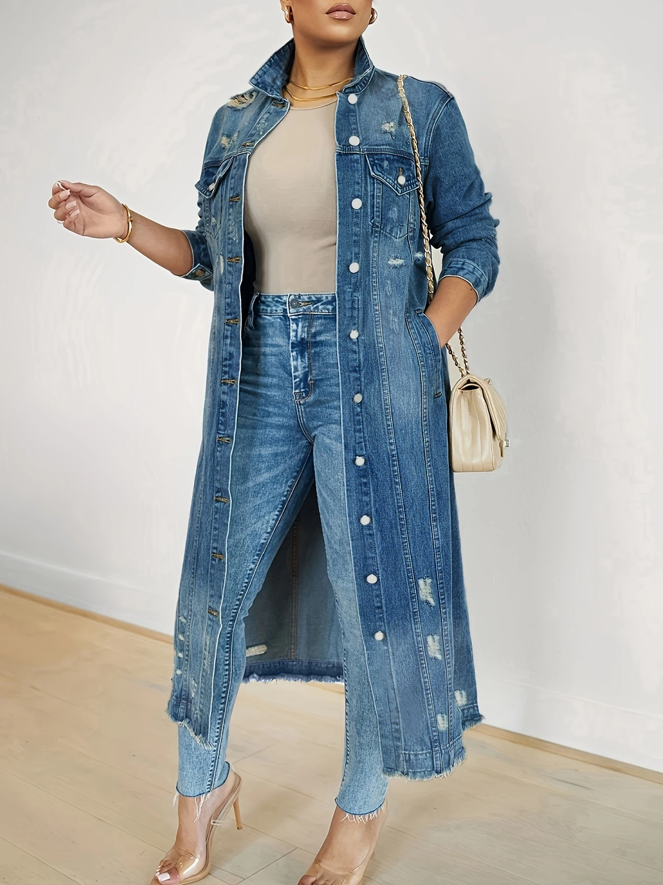 Верхняя одежда, осенняя джинсовая рубашка, женская джинсовая куртка, моющаяся, свободного кроя, джинсовое пальто с длинными рукавами для женщин.