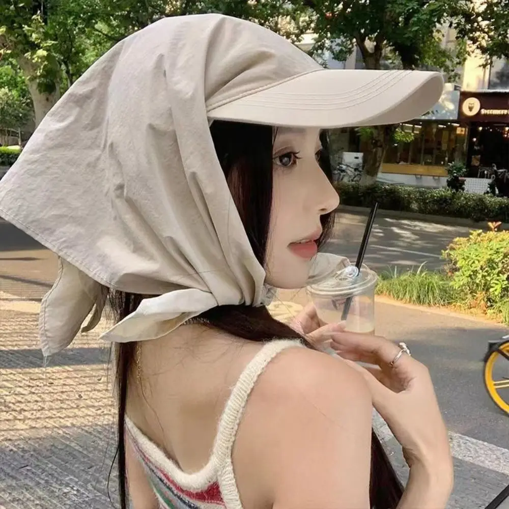 

Versatile Solid Color Headscarf Baseball Cap Jennie Same Style Nylon Sunscreen Beach Hats Sun Cap Korean Style Peaked Cap Sports